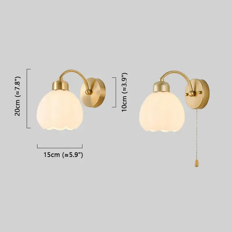 Modern  Gold Floral Wall Lamp – Metal/Glass Fixture for Bedroom - Flindria