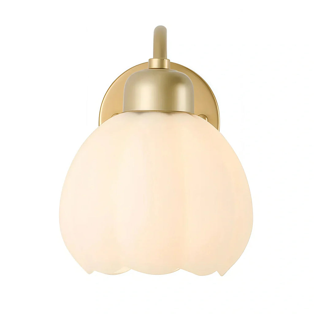 Modern  Gold Floral Wall Lamp – Metal/Glass Fixture for Bedroom - Flindria