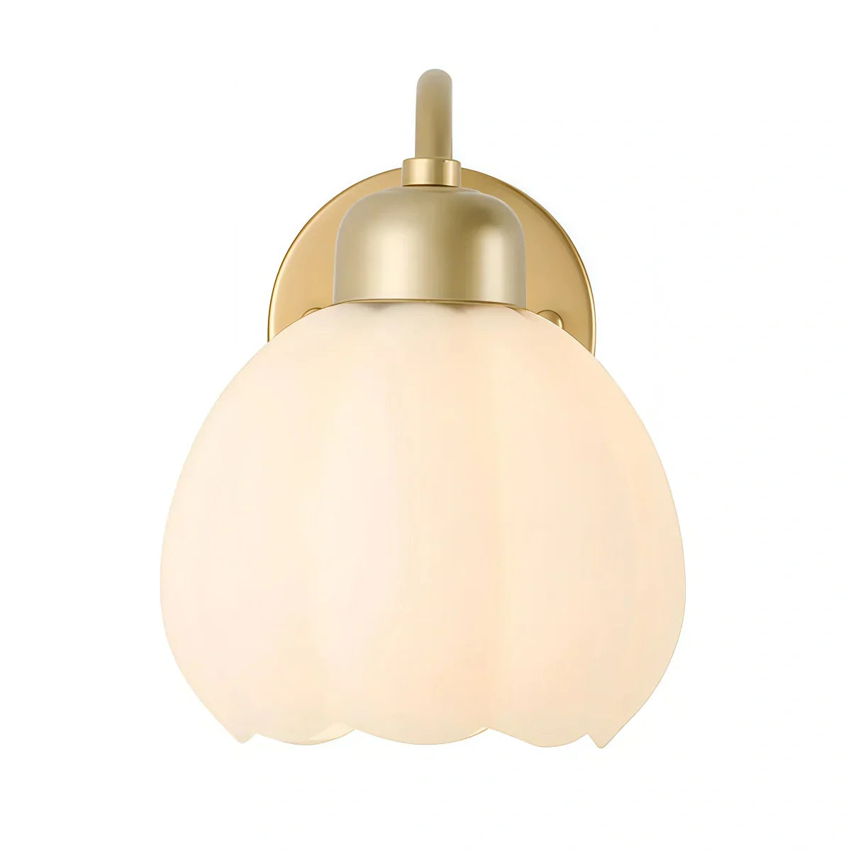 Modern  Gold Floral Wall Lamp – Metal/Glass Fixture for Bedroom - Flindria