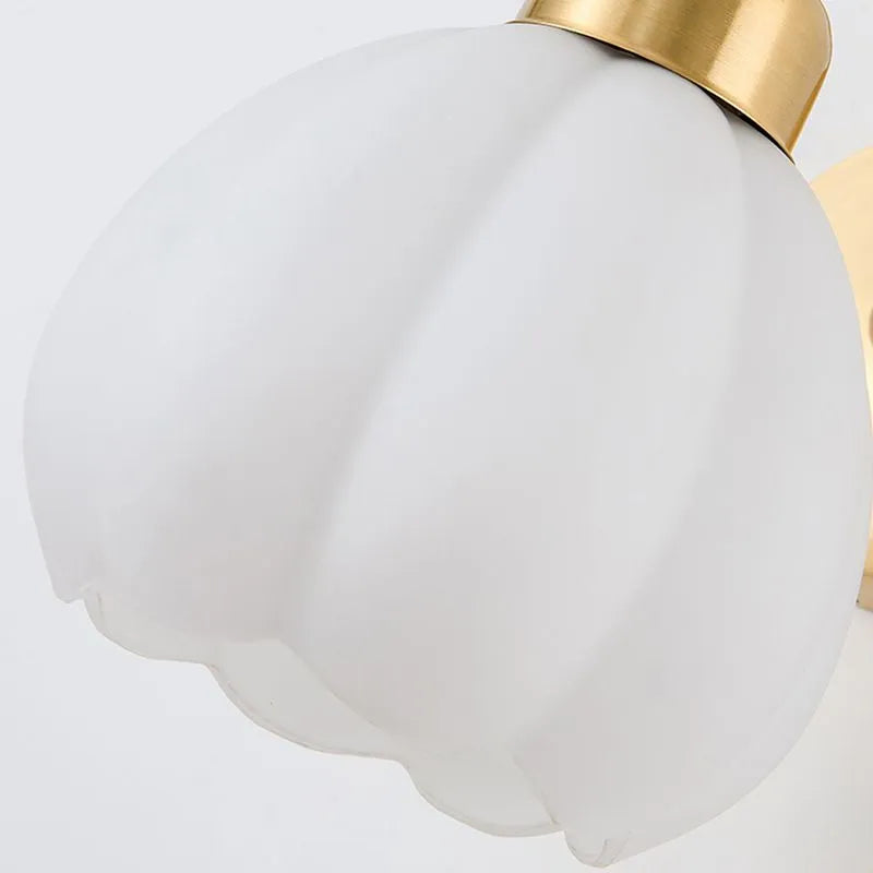 Modern  Gold Floral Wall Lamp – Metal/Glass Fixture for Bedroom - Flindria