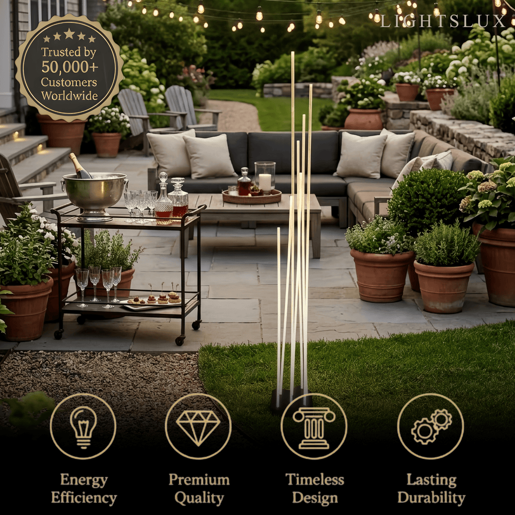 Art Deco Optical Fiber LED Path Light - Clear Metal Ground Light for Garden - Flindria