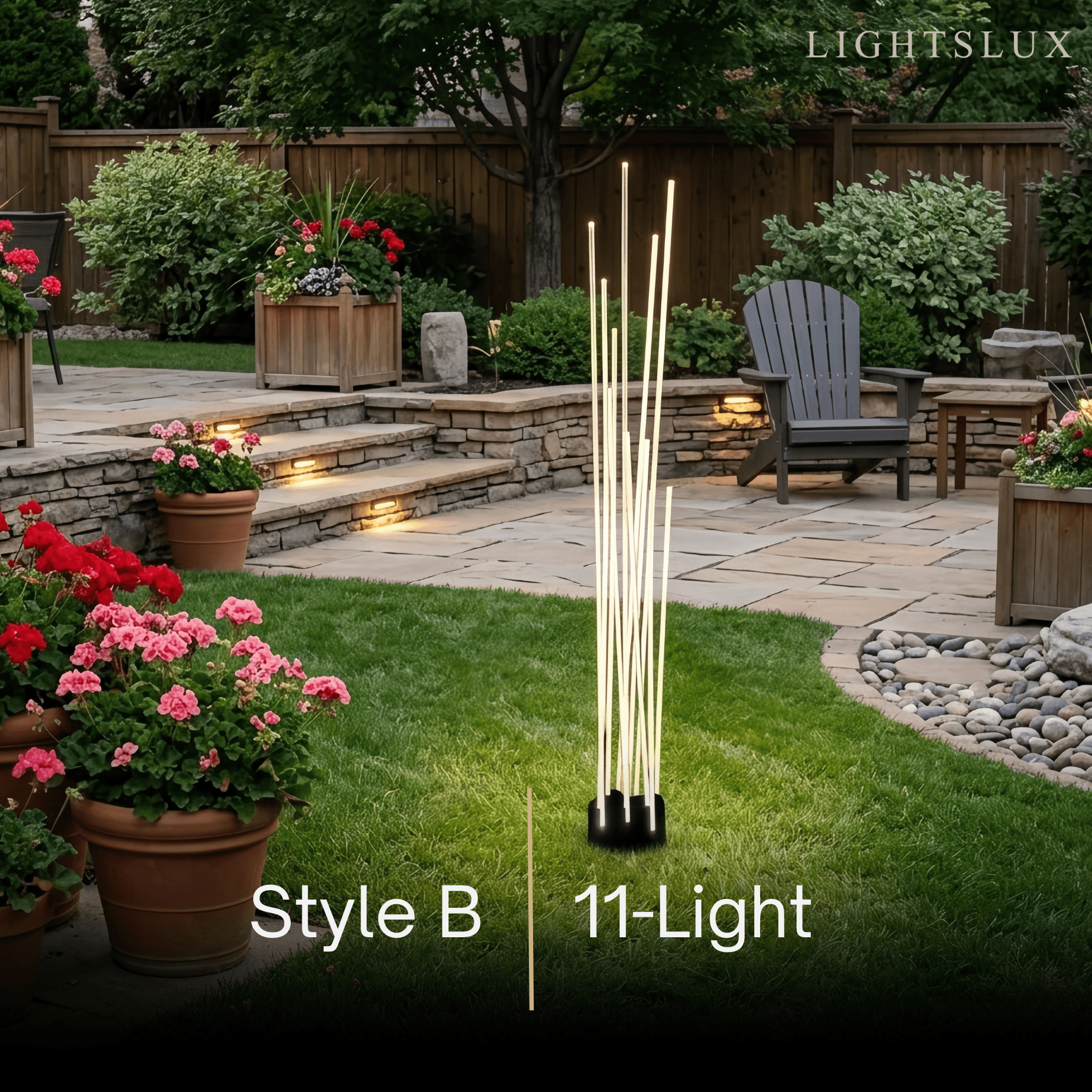 Art Deco Optical Fiber LED Path Light - Clear Metal Ground Light for Garden - Flindria