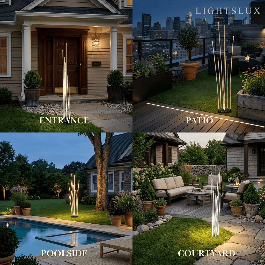 Art Deco Optical Fiber LED Path Light - Clear Metal Ground Light for Garden - Flindria