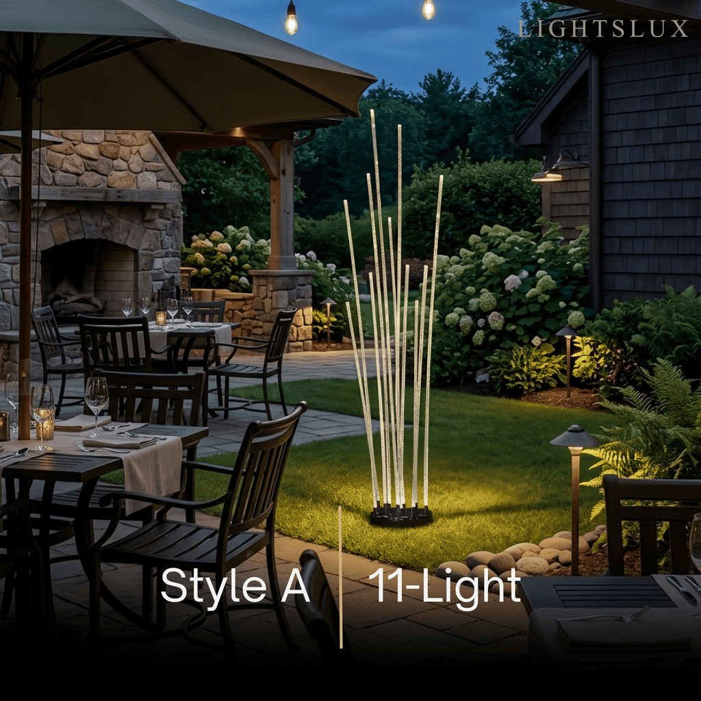 Art Deco Optical Fiber LED Path Light - Clear Metal Ground Light for Garden - Flindria