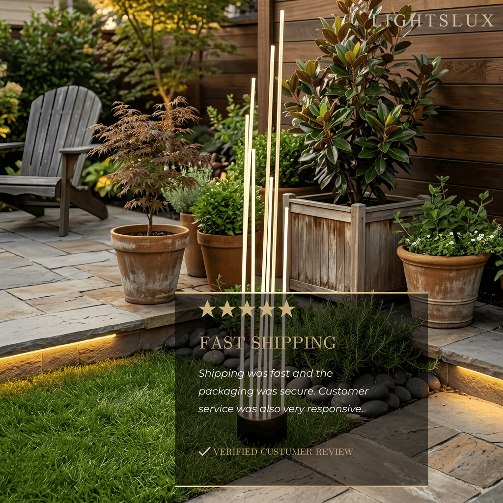 Art Deco Optical Fiber LED Path Light - Clear Metal Ground Light for Garden - Flindria