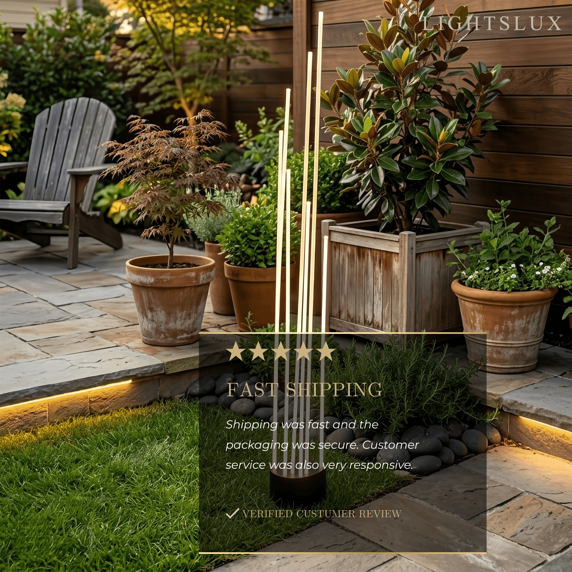 Art Deco Optical Fiber LED Path Light - Clear Metal Ground Light for Garden - Flindria