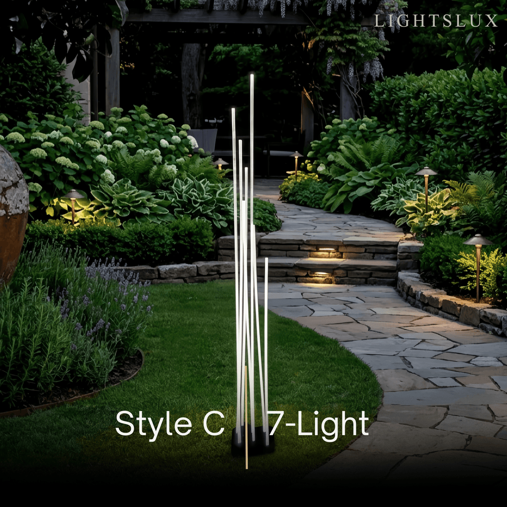 Art Deco Optical Fiber LED Path Light - Clear Metal Ground Light for Garden - Flindria