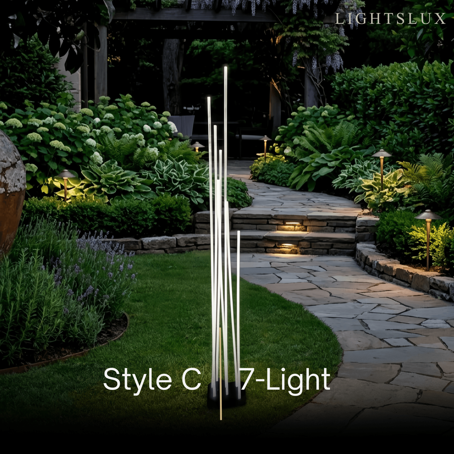 Art Deco Optical Fiber LED Path Light - Clear Metal Ground Light for Garden - Flindria