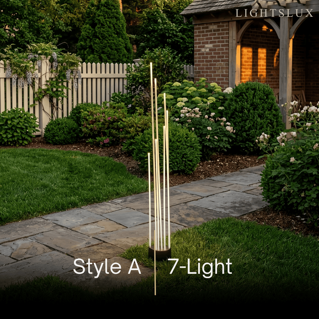 Art Deco Optical Fiber LED Path Light - Clear Metal Ground Light for Garden - Flindria