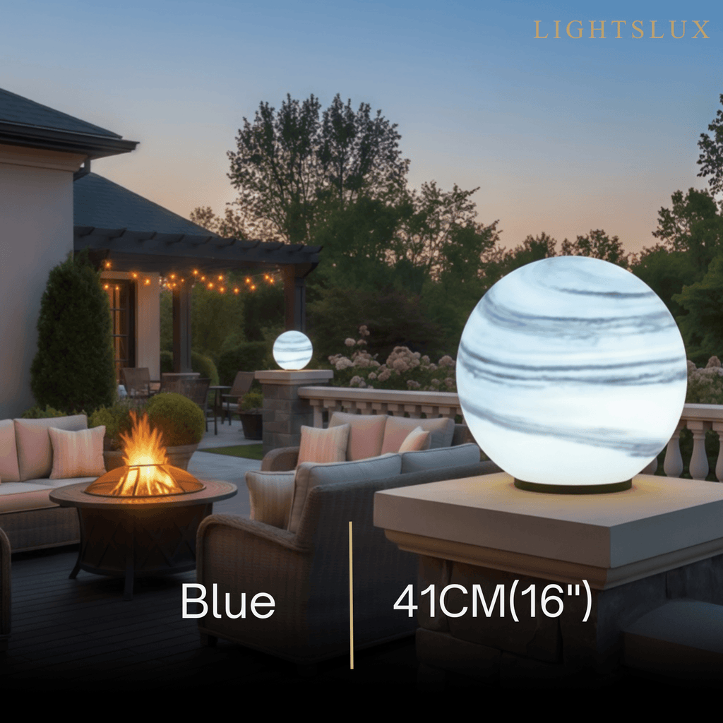 Art Deco Globe Outdoor Post Light – Moon-Shaped Metal/Glass Solar Pillar Lamp - Flindria
