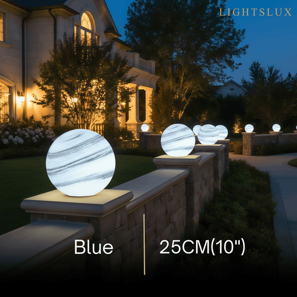 Art Deco Globe Outdoor Post Light – Moon-Shaped Metal/Glass Solar Pillar Lamp - Flindria