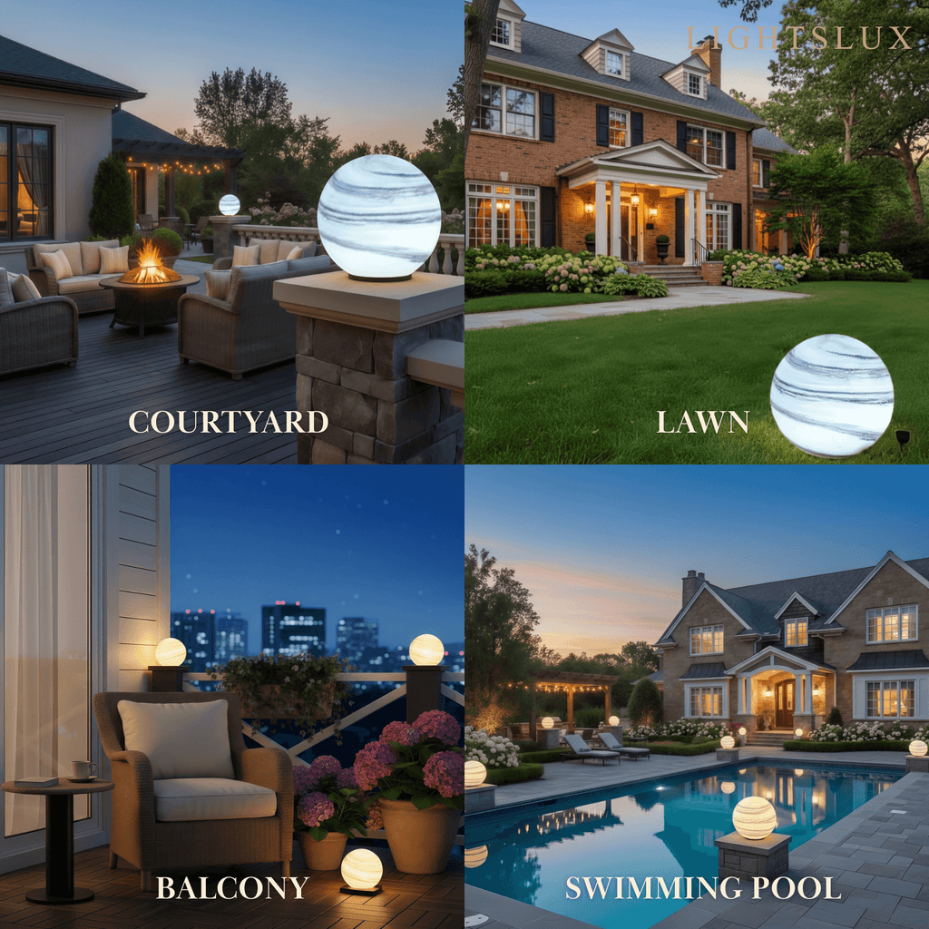 Art Deco Globe Outdoor Post Light – Moon-Shaped Metal/Glass Solar Pillar Lamp - Flindria