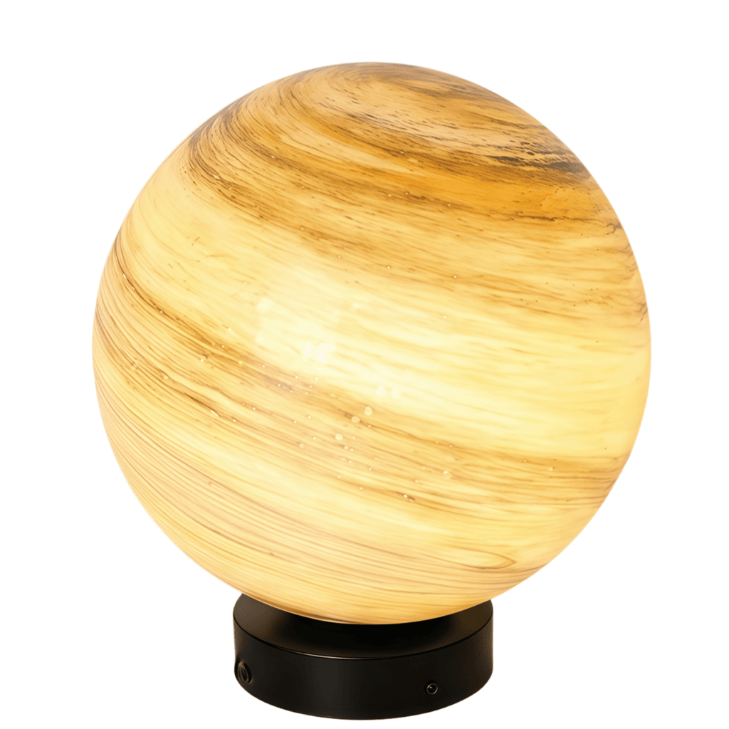 Art Deco Globe Outdoor Post Light – Moon-Shaped Metal/Glass Solar Pillar Lamp - Flindria