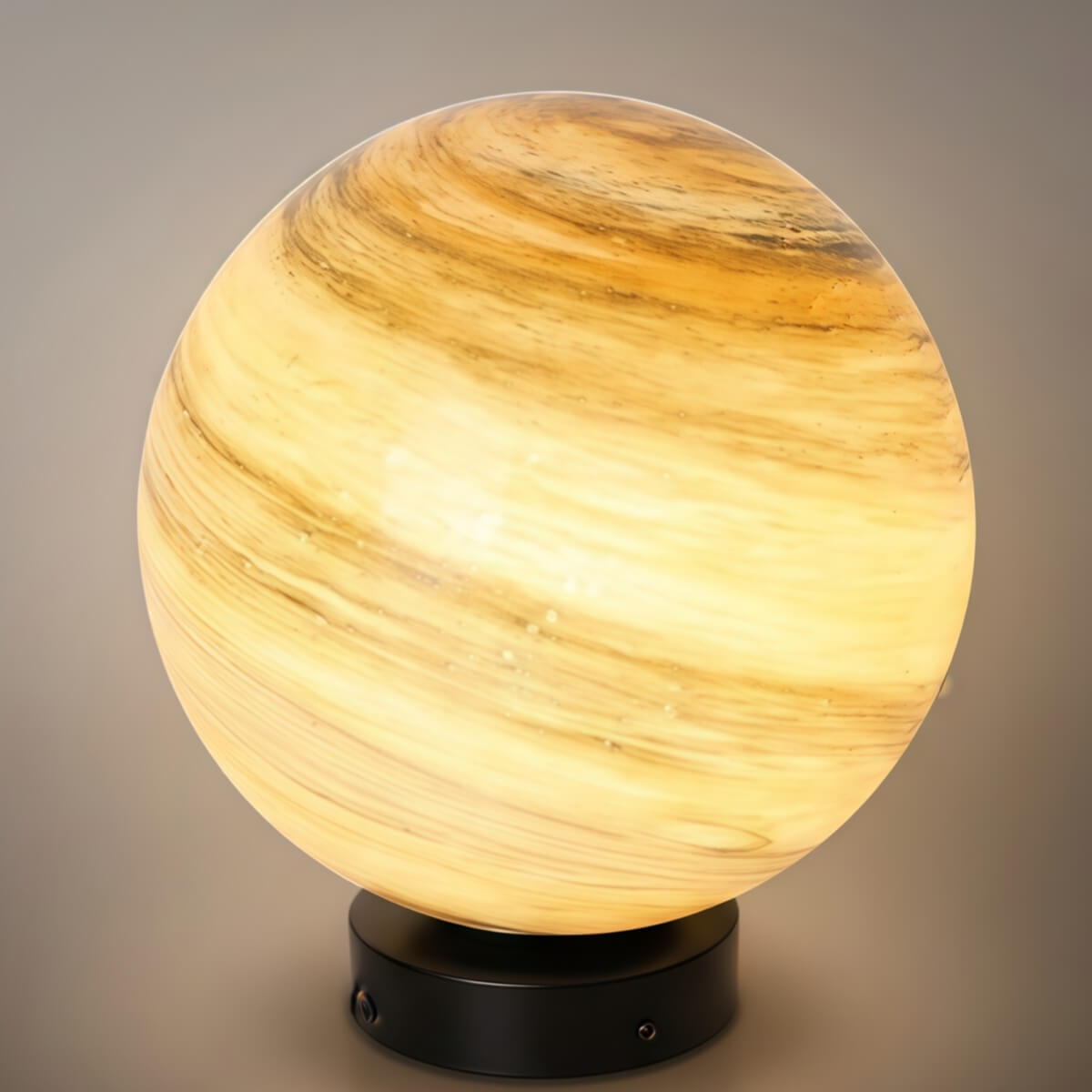 Art Deco Globe Outdoor Post Light – Moon-Shaped Metal/Glass Solar Pillar Lamp - Flindria