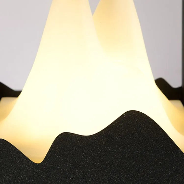 Designer Metal Outdoor Path Lamp - Black Square Mountain Shape Garden/Pillar Lights - Flindria