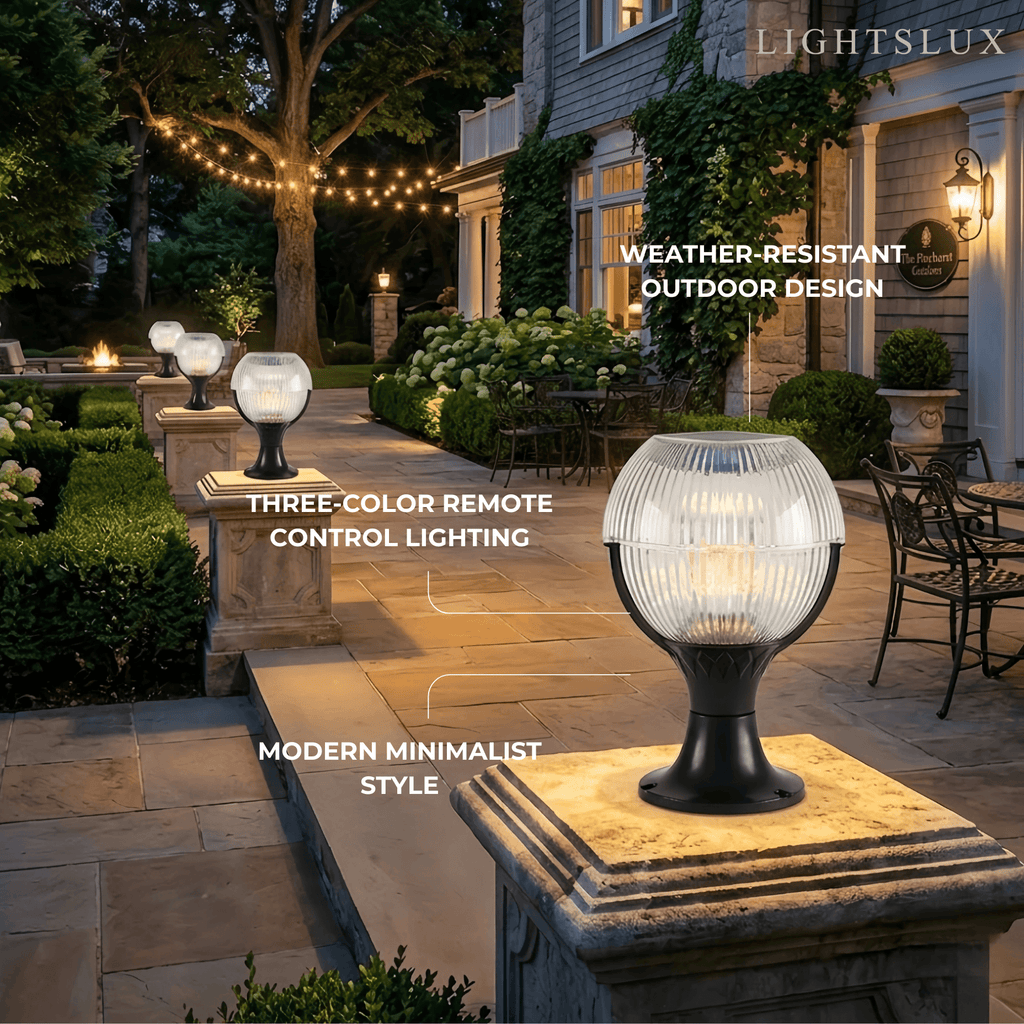 Modern Outdoor Pillar Lights - Black Acrylic Bowled Design for Balcony - Flindria