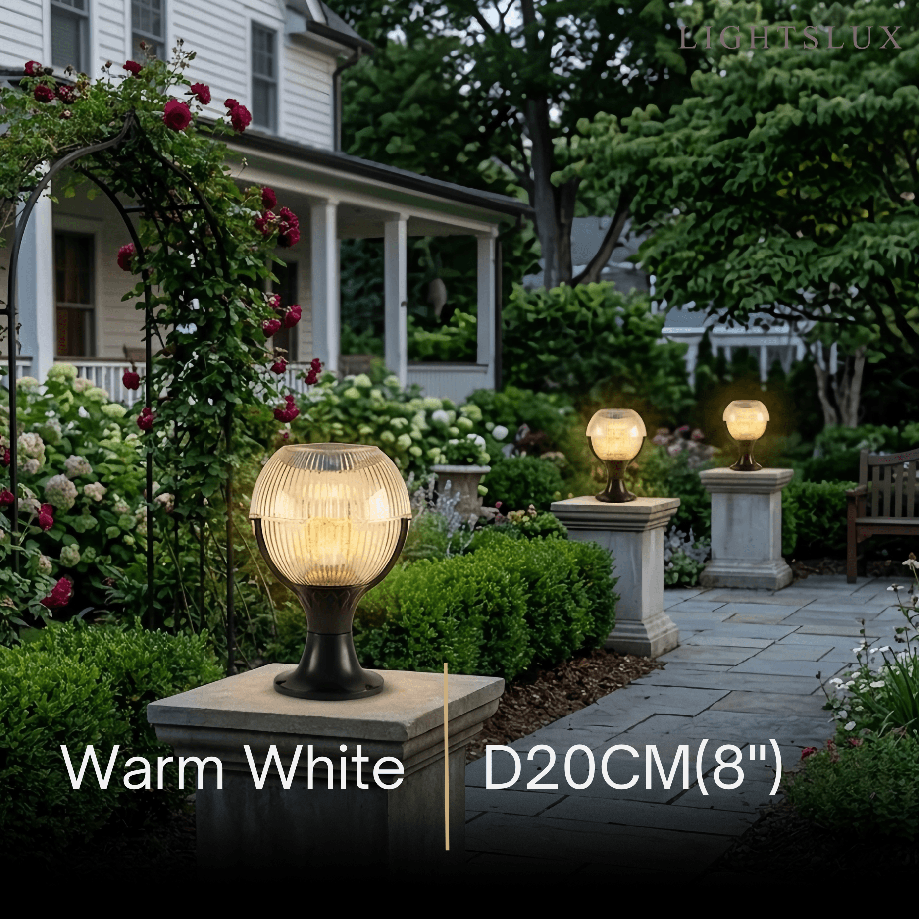 Modern Outdoor Pillar Lights - Black Acrylic Bowled Design for Balcony - Flindria