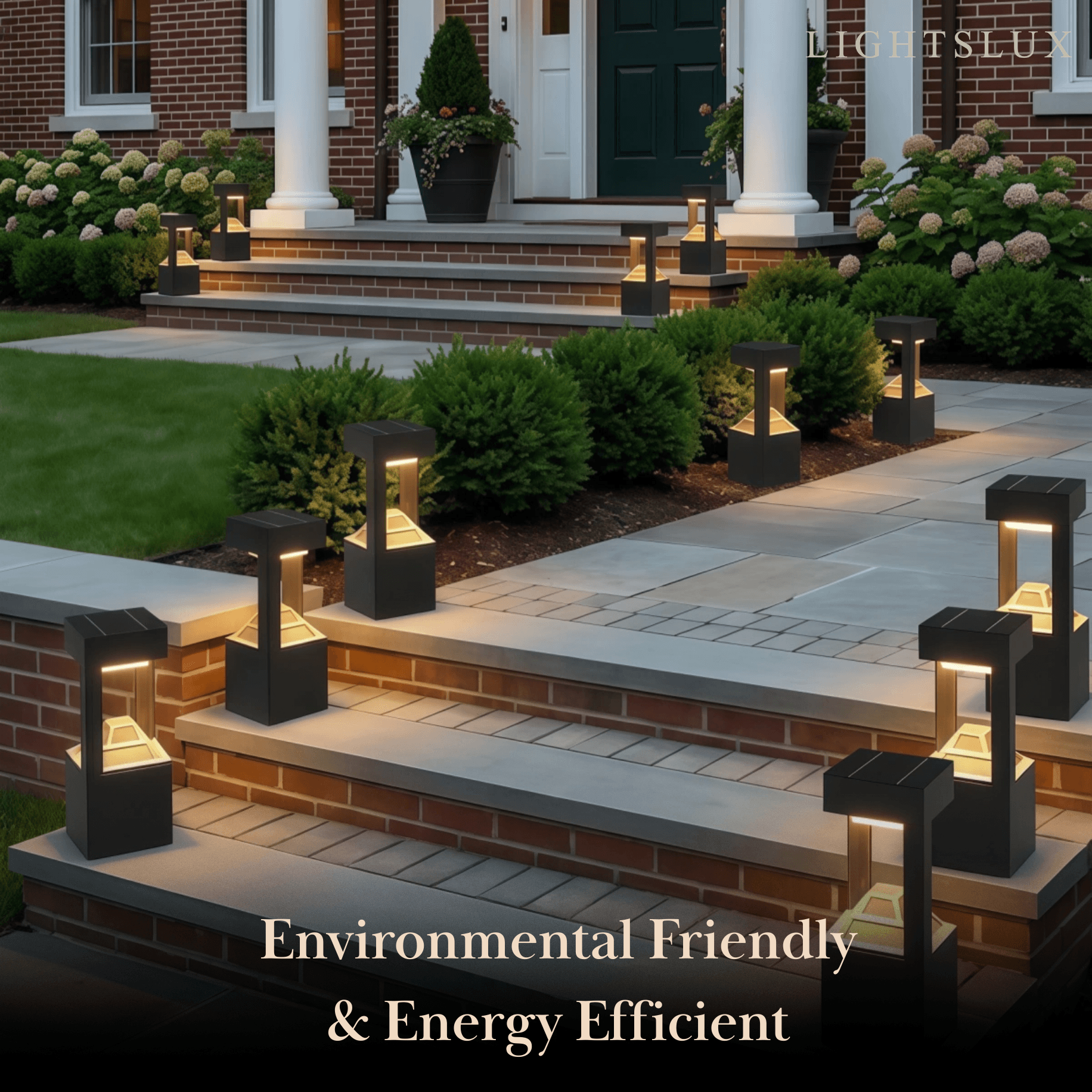 Modern Rectangular Solar Bollard Light – Black Hollow Metal Outdoor Lamp - Flindria