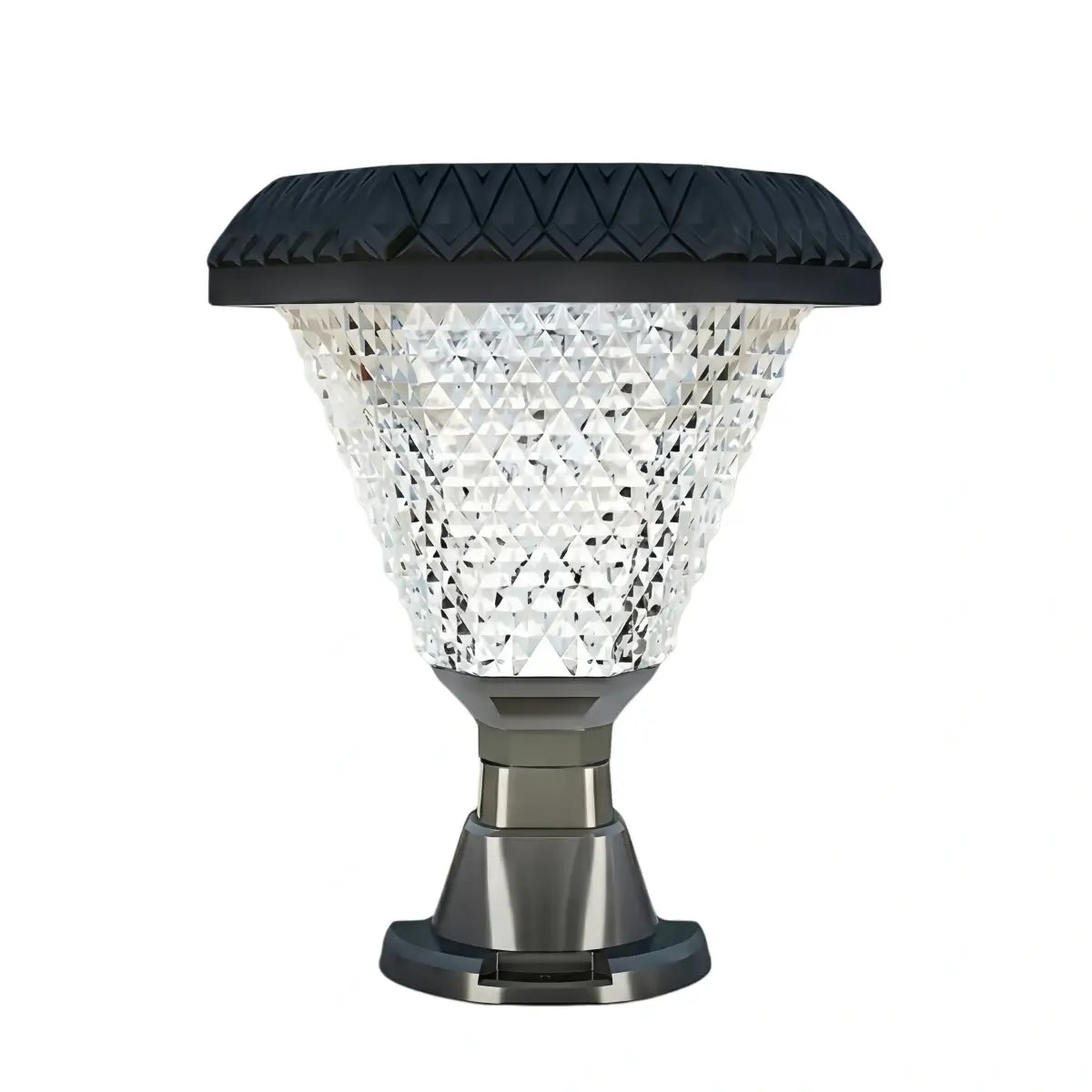 Art Deco Solar Outdoor Pillar Lights - Black Acrylic Hexagon for Modern Gardens - Flindria