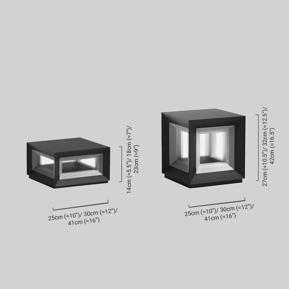 Lámparas de pilar LED modernas para exterior - Diseño de cubo de metal negro - Flindria