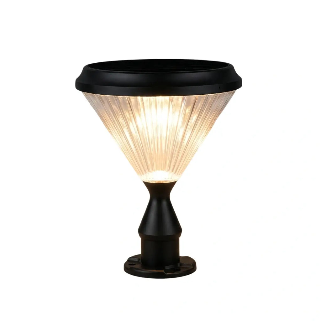 Luz de Pilar Exterior Moderna en Diamante – Metal Negro/Acrílico para Patio - Flindria