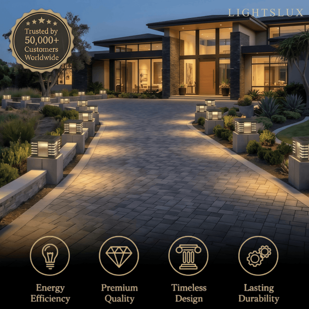 Modern Solar Outdoor Pillar Lights - Square Metal & Acrylic Glass Garden - Flindria