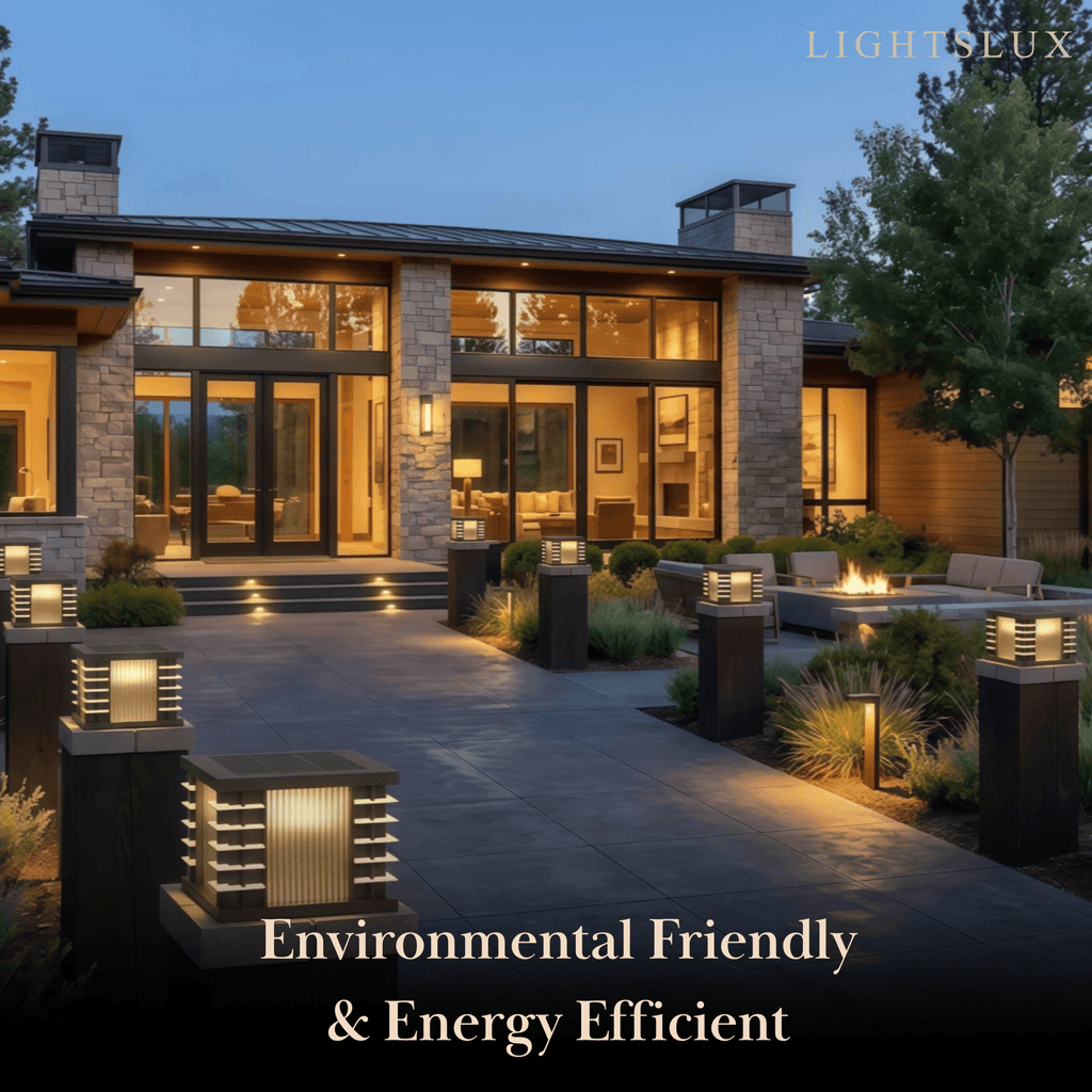 Modern Solar Outdoor Pillar Lights - Square Metal & Acrylic Glass Garden - Flindria