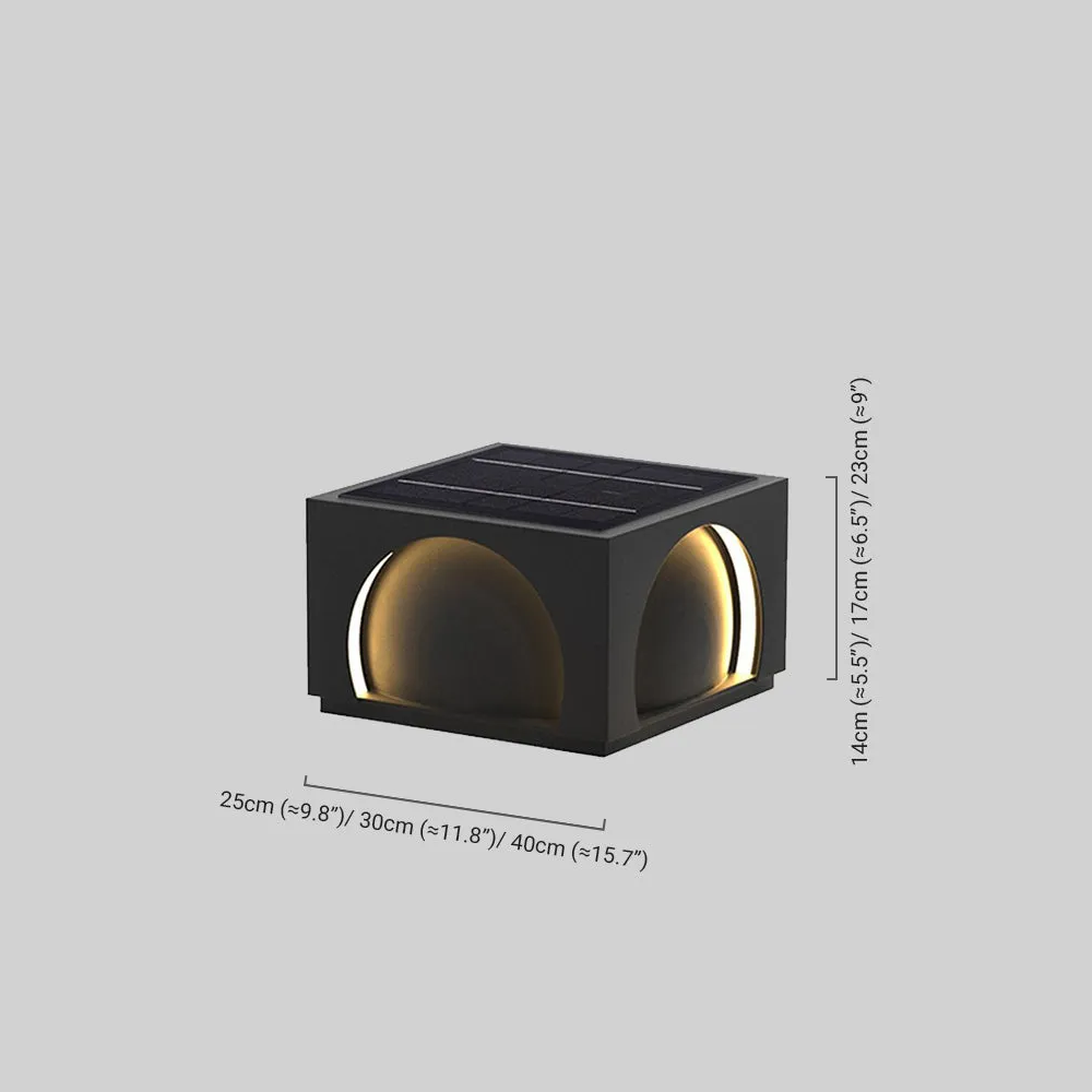 Lámparas de pilar solares modernas de metal para exteriores - Lámpara rectangular negra para jardín - Flindria