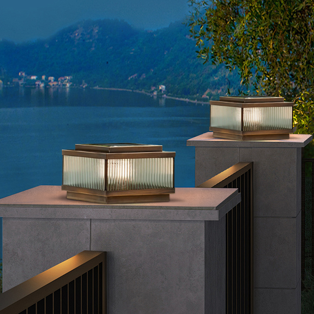 Lámpara de jardín solar moderna - Jardín rectangular de metal marrón resistente al clima - Flindria