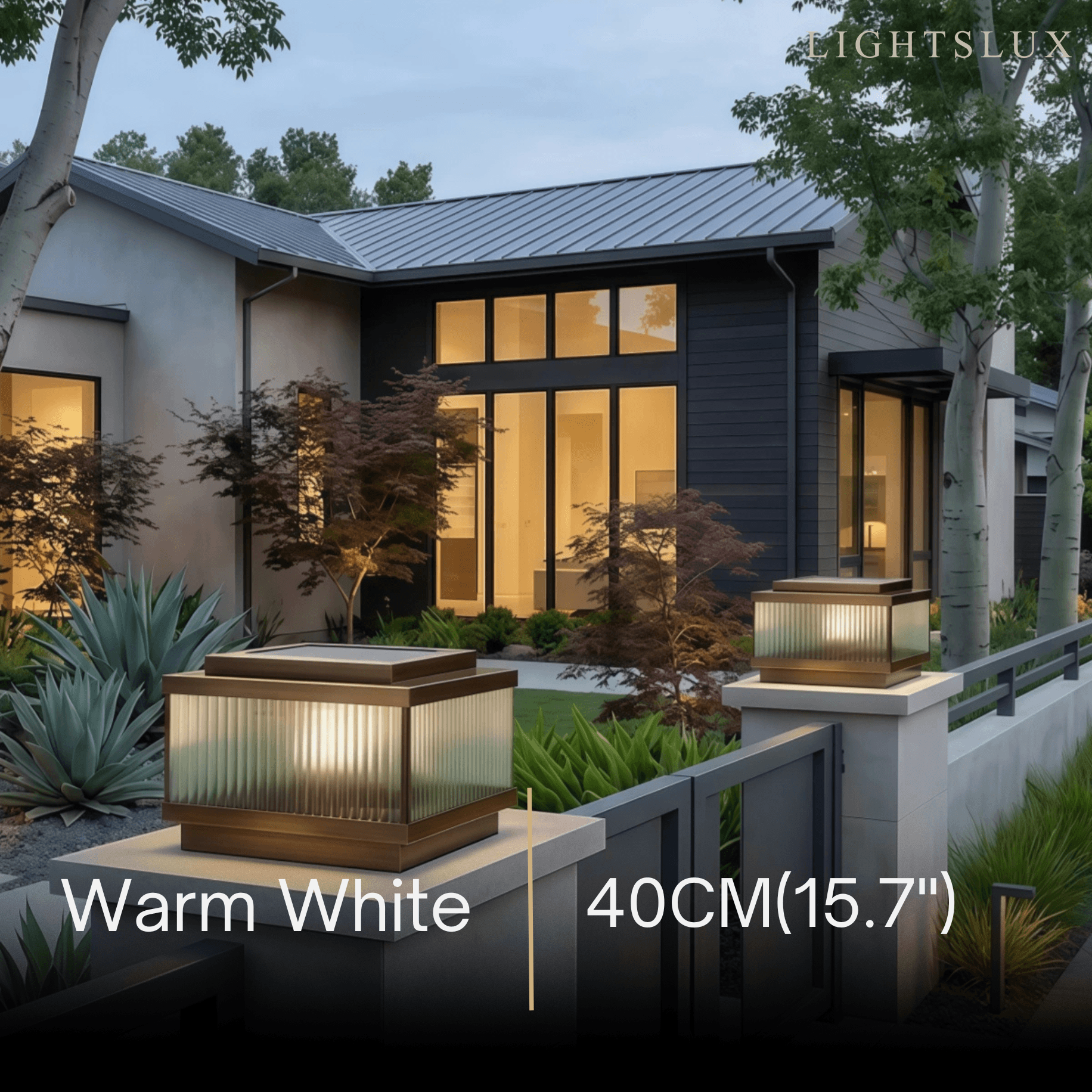 Lámpara de jardín solar moderna - Jardín rectangular de metal marrón resistente al clima - Flindria