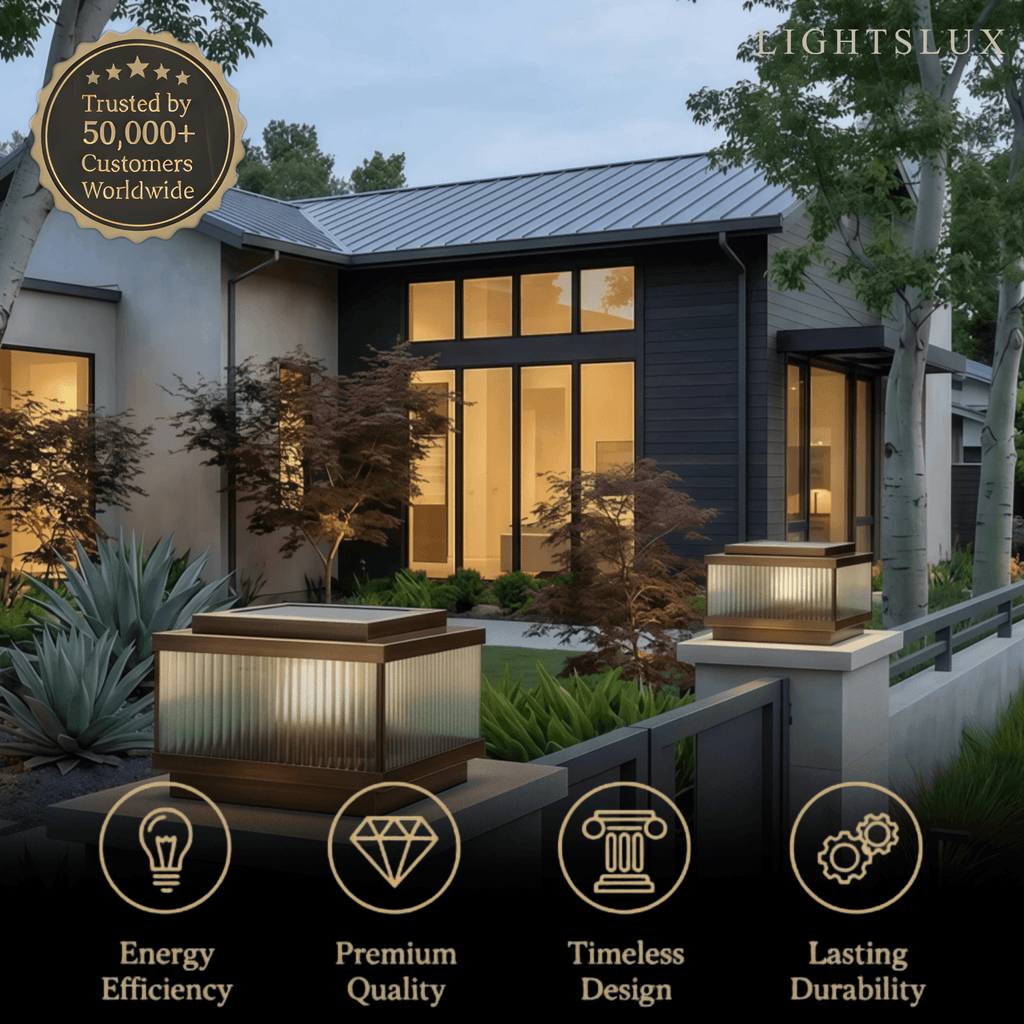 Lámpara de jardín solar moderna - Jardín rectangular de metal marrón resistente al clima - Flindria