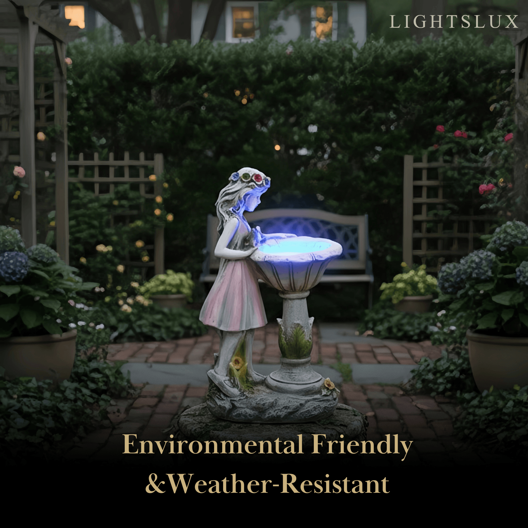 Art Deco Fairy Girl Outdoor Floor Lamp - Pink Resin Light for Courtyard - Flindria