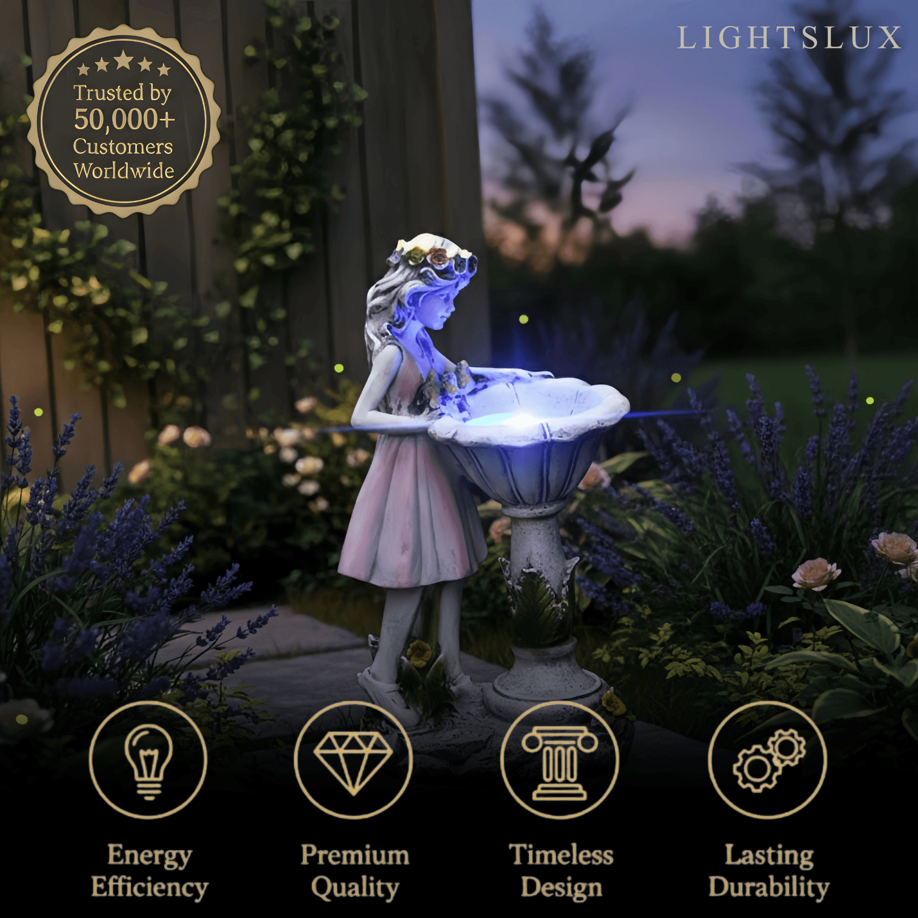 Art Deco Fairy Girl Outdoor Floor Lamp - Pink Resin Light for Courtyard - Flindria