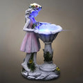 Art Deco Fairy Girl Outdoor Floor Lamp - Pink Resin Light for Courtyard - Flindria