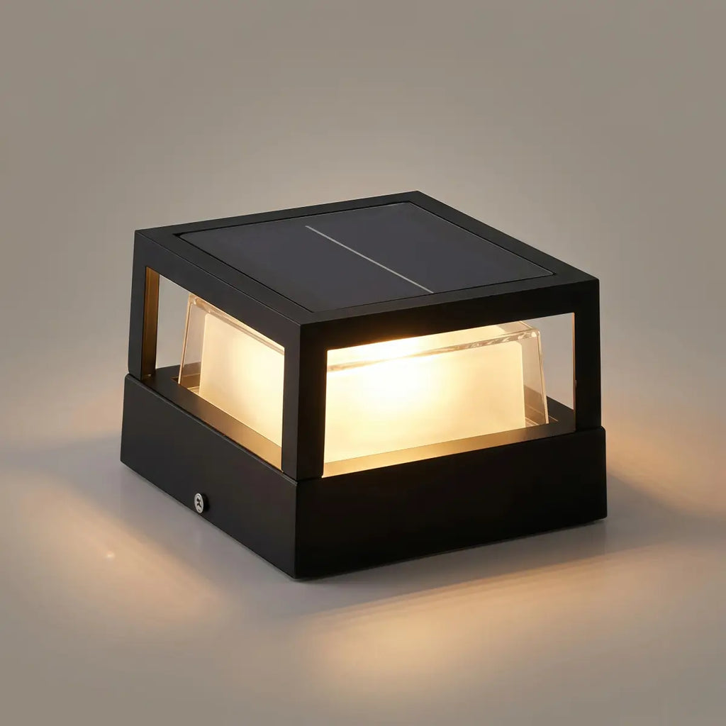 Moderní kovová venkovní lampa – černý design krychle a válce - Flindria