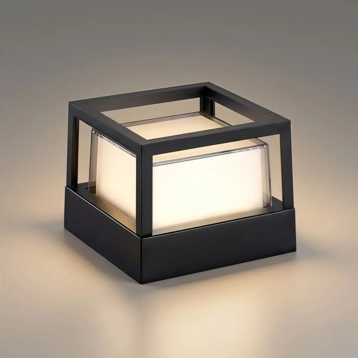 Moderní kovová venkovní lampa – černý design krychle a válce - Flindria