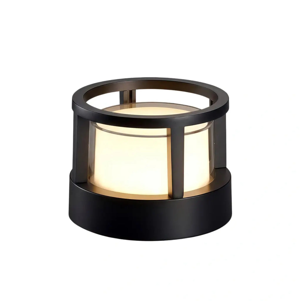 Moderní kovová venkovní lampa – černý design krychle a válce - Flindria