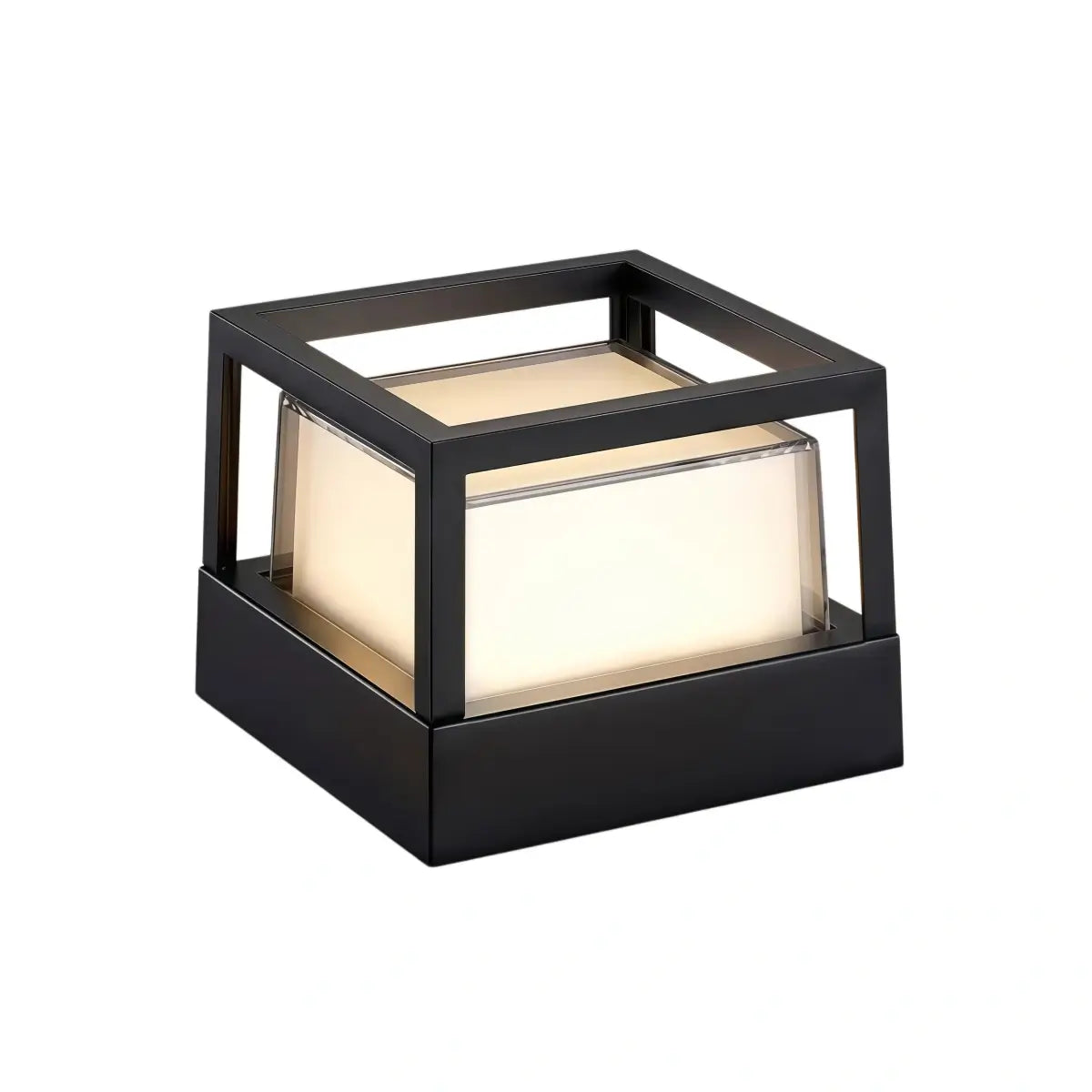 Moderní kovová venkovní lampa – černý design krychle a válce - Flindria