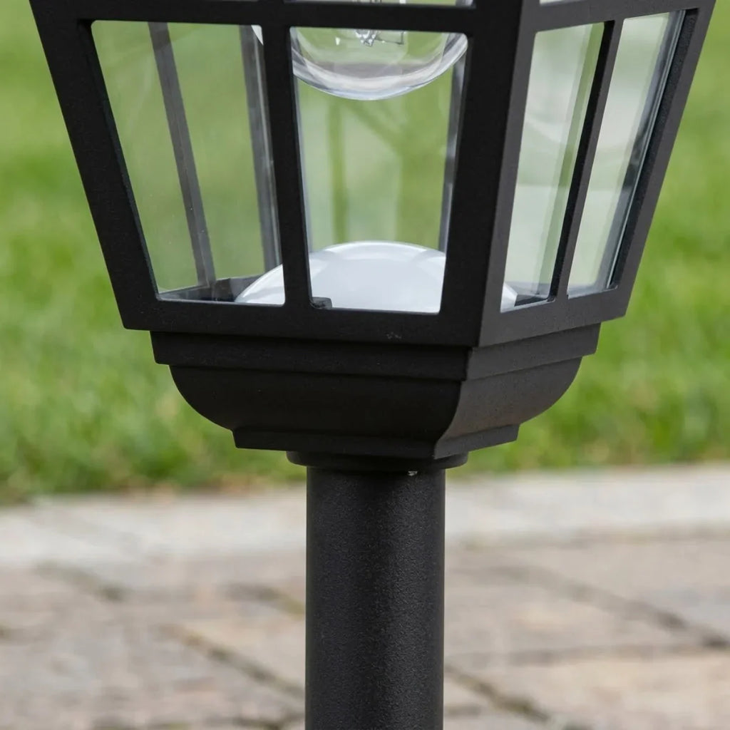 Lámpara de camino retro - Metal negro y acrílico con diseño irregular para patio - Flindria