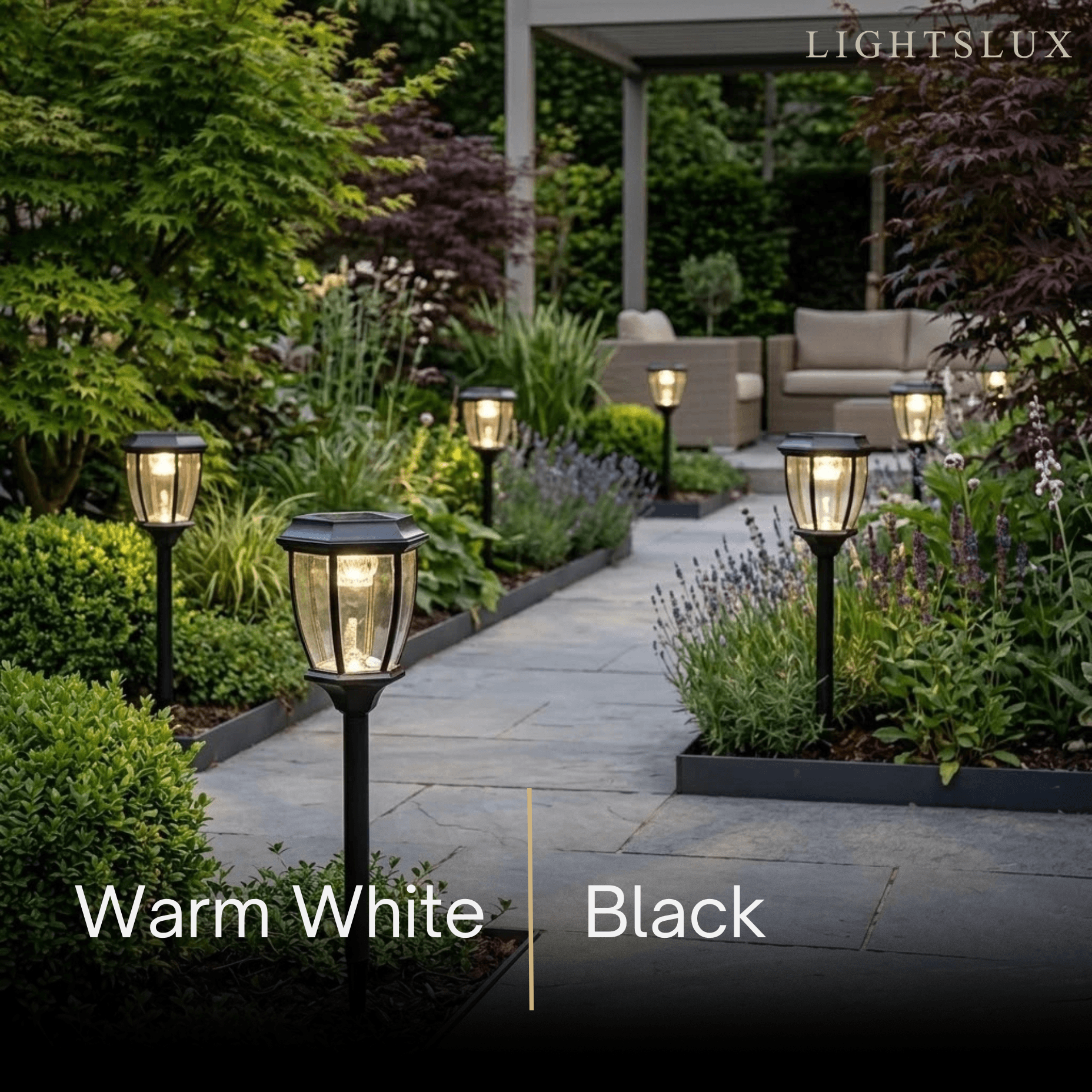 Luces de sendero industriales para exterior - Diseño irregular de metal negro para jardín - Flindria