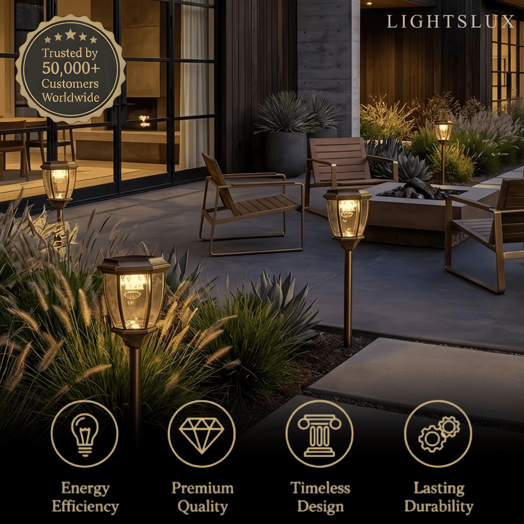 Luces de sendero industriales para exterior - Diseño irregular de metal negro para jardín - Flindria