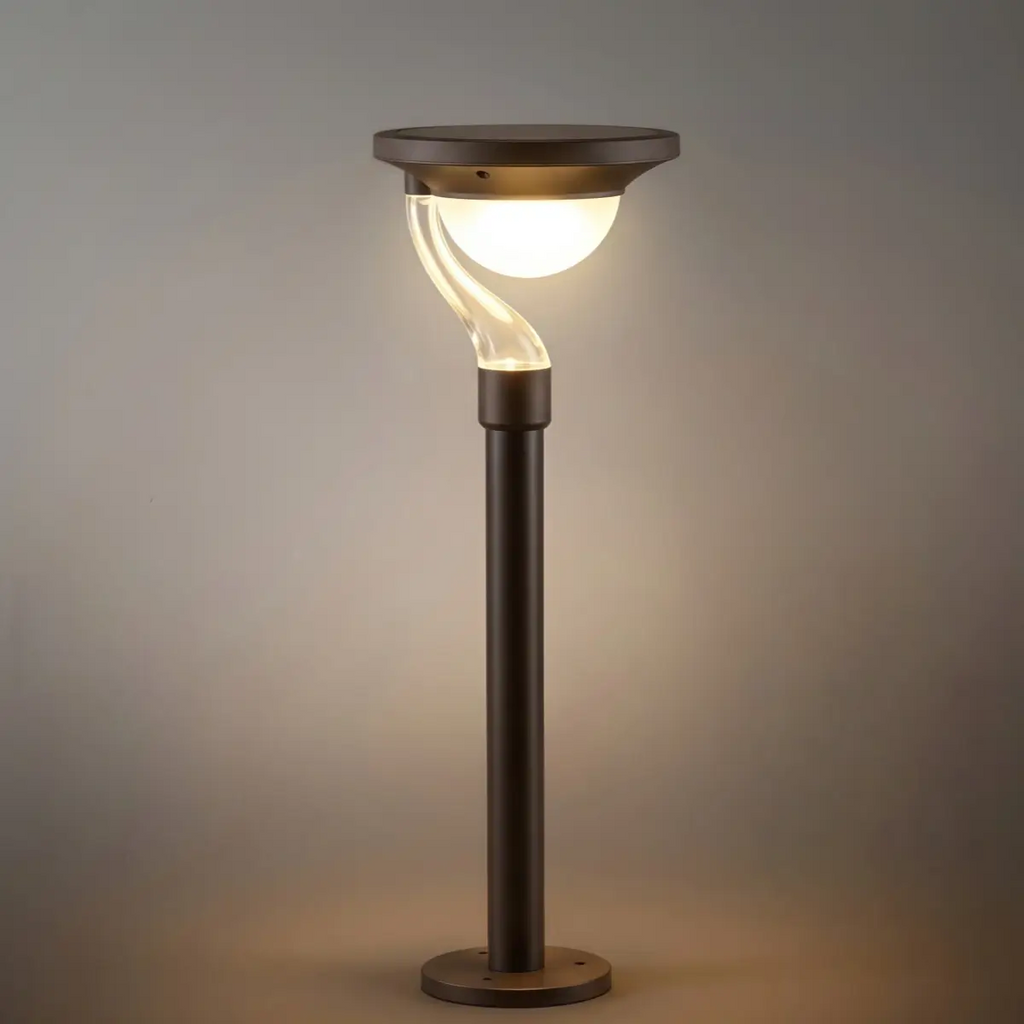 Luces de camino exteriores modernas - Metal gris oscuro y acrílico con forma de cuenco para jardín - Flindria