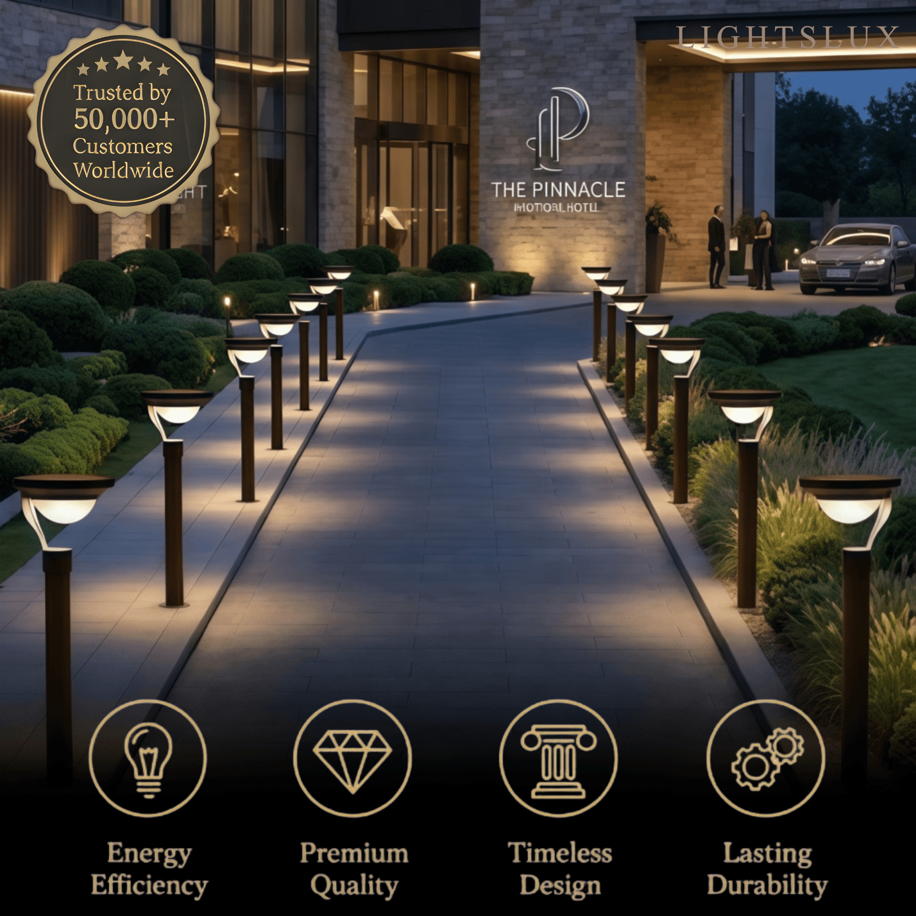 Luces de camino exteriores modernas - Metal gris oscuro y acrílico con forma de cuenco para jardín - Flindria