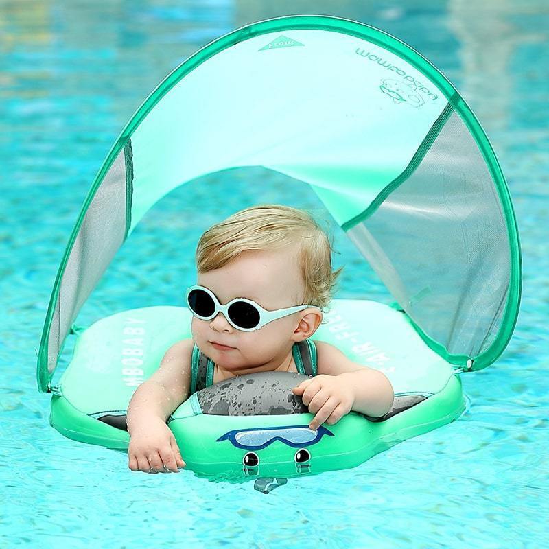 Baby Swim Trainer Baby Float — No-Inflate, Detachable Canopy