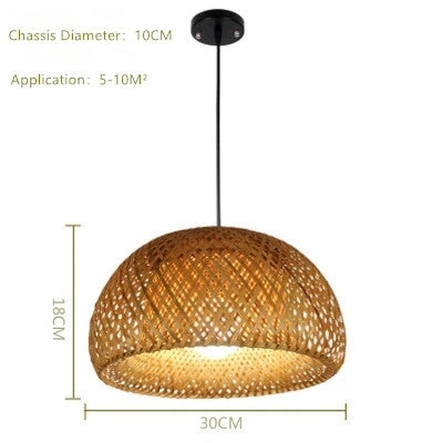 Bamboo Pendant Light — Woven Hanging Lamp, Statement Decor