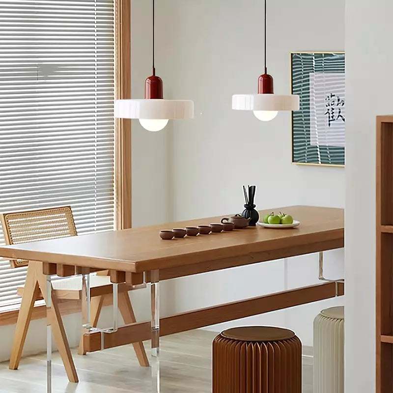 Liora Bauhaus Colored Glass Pendant Light - Adjustable Height Suspension
