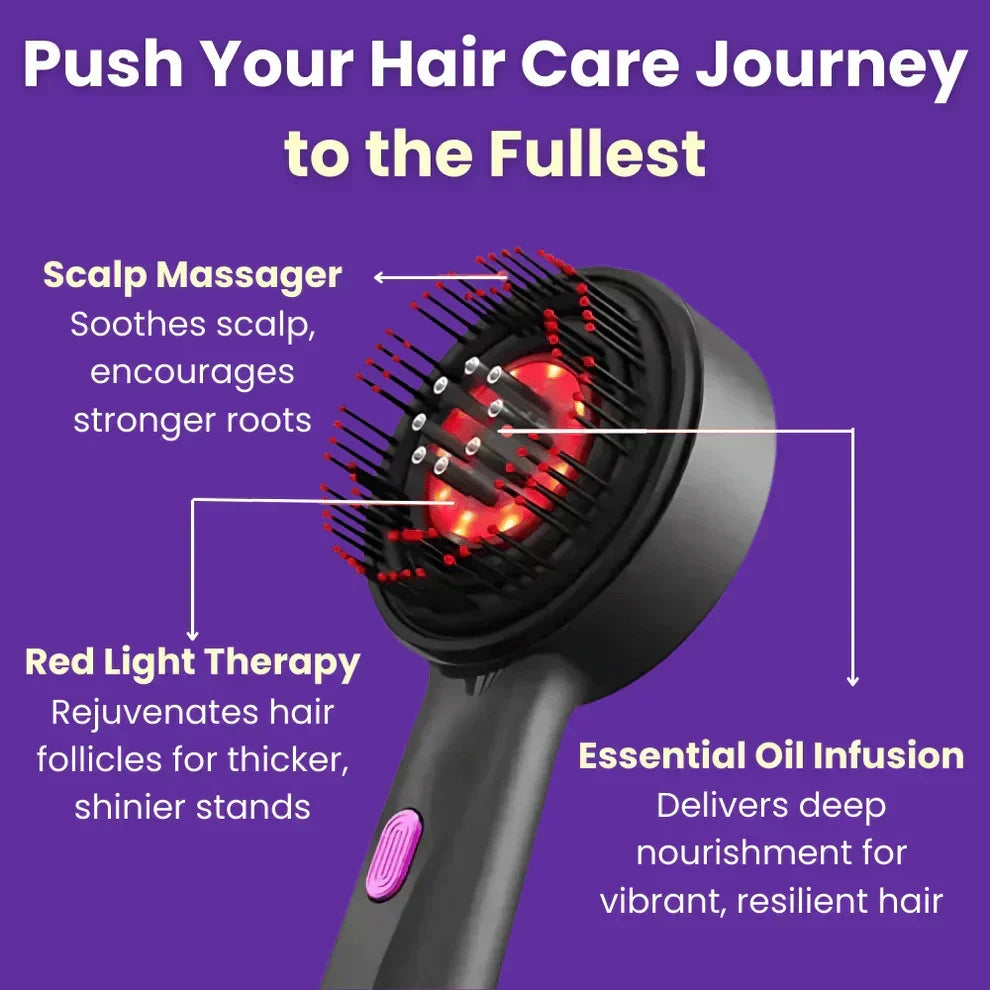 Pente de terapia capilar com luz vermelha — Tratamento para o crescimento do cabelo