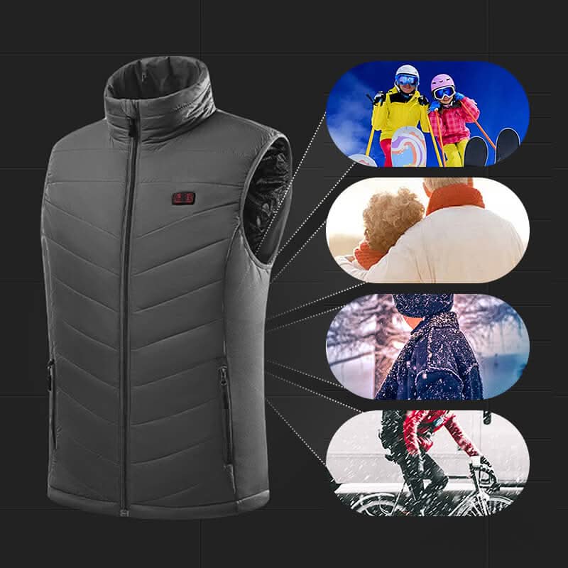 Heated waistcoat with 13 heating zones for cold days