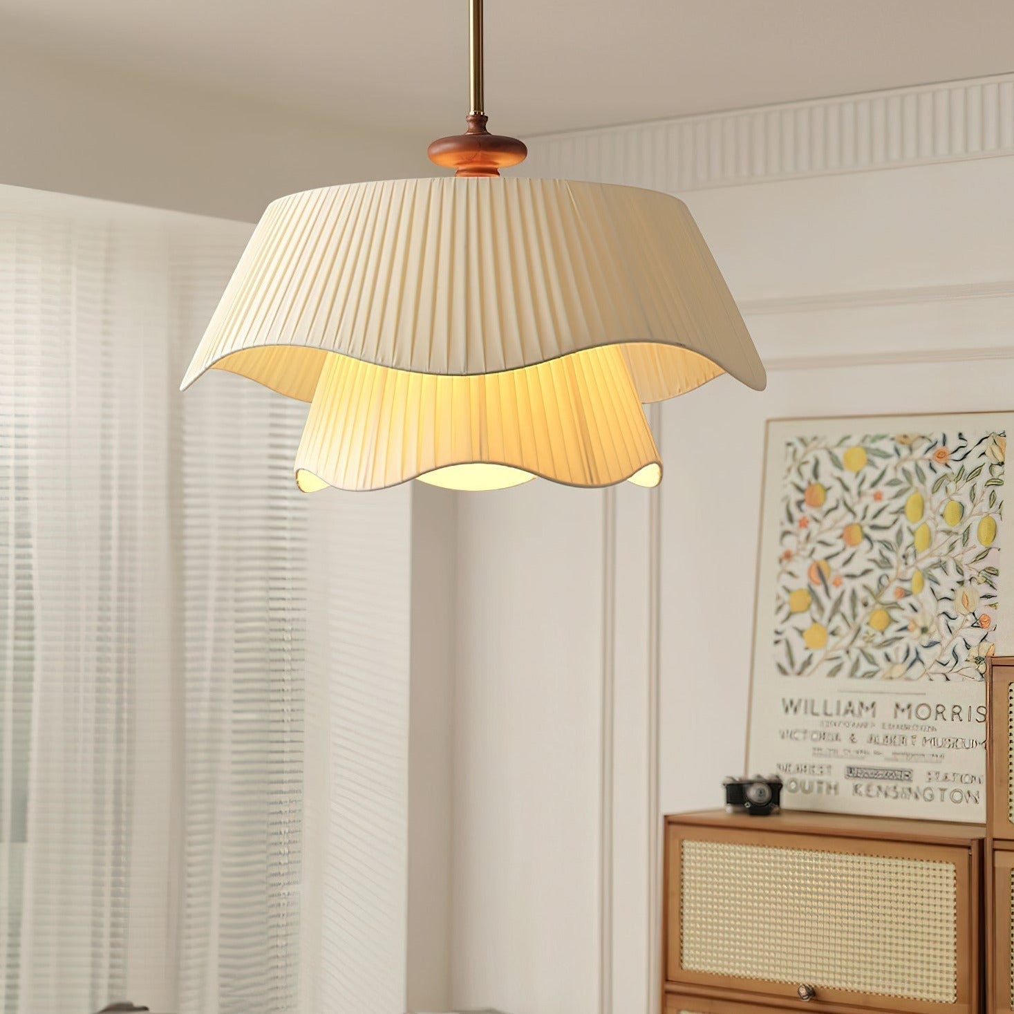 Averin Modern Metal Glass Wood Pendant Light For Living Spaces