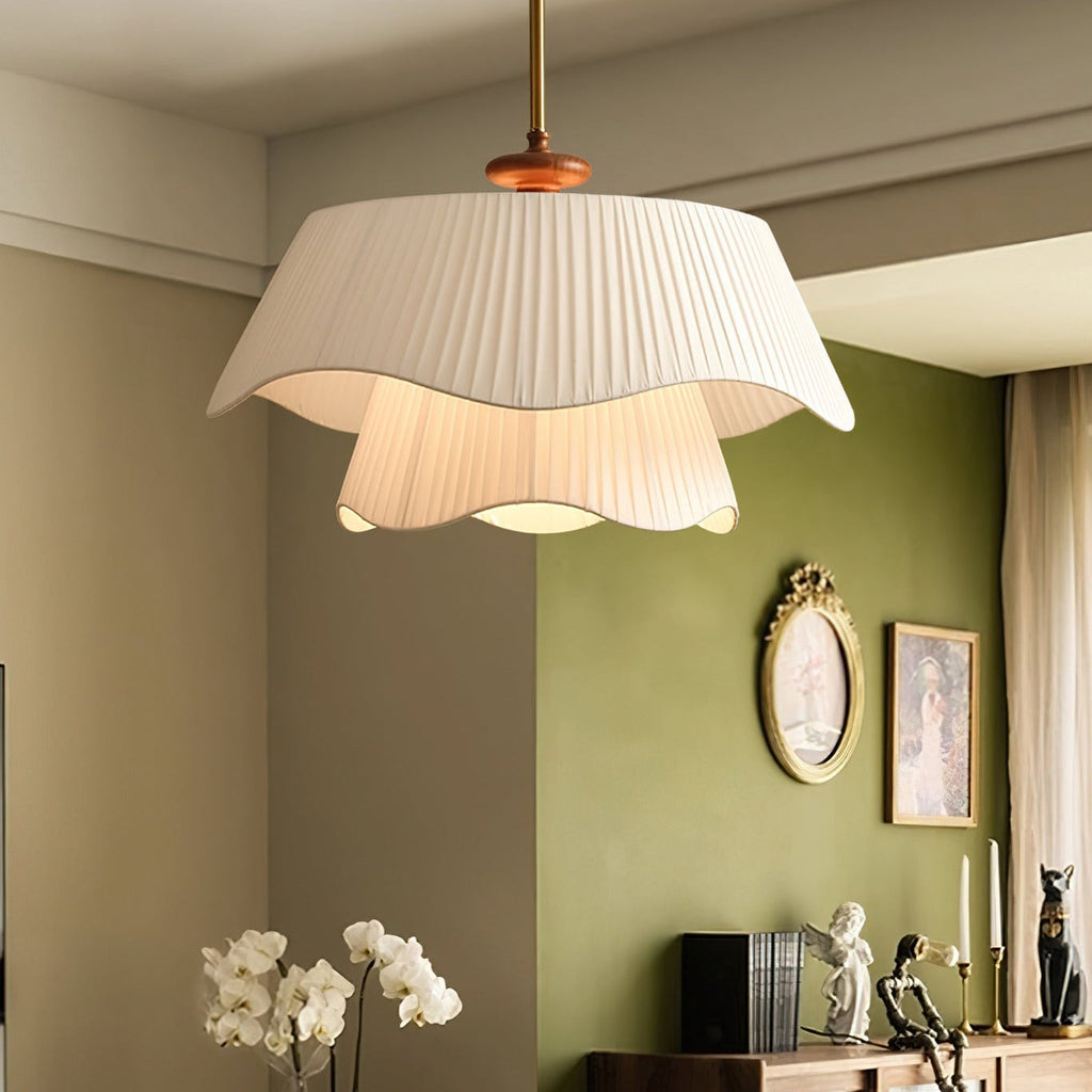 Averin Modern Metal Glass Wood Pendant Light For Living Spaces